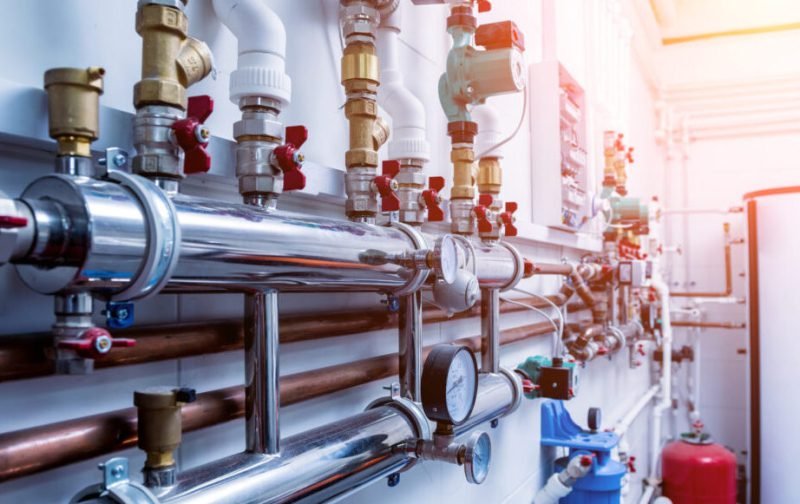 Boiler room equipment for modern heating system.